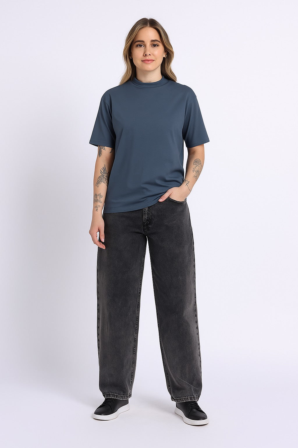 Oversized Cotton Lycra Tee Graphite