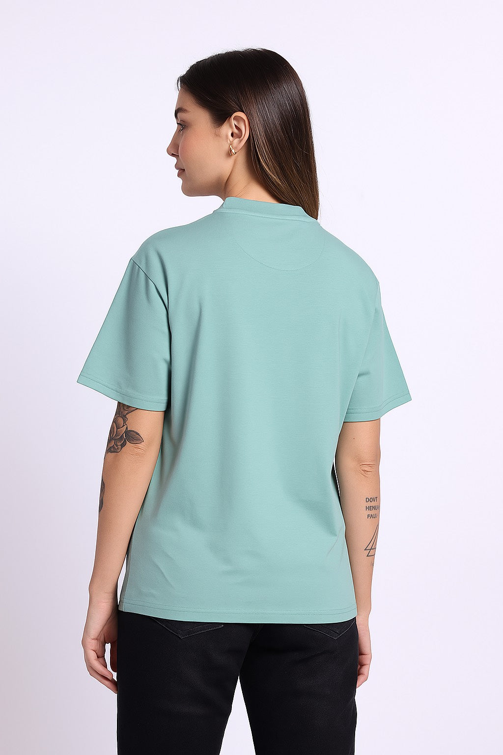 Oversized Cotton Lycra Tee Ocean Green