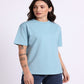 Oversized Cotton Lycra Tee Cool Blue
