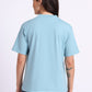 Oversized Cotton Lycra Tee Cool Blue