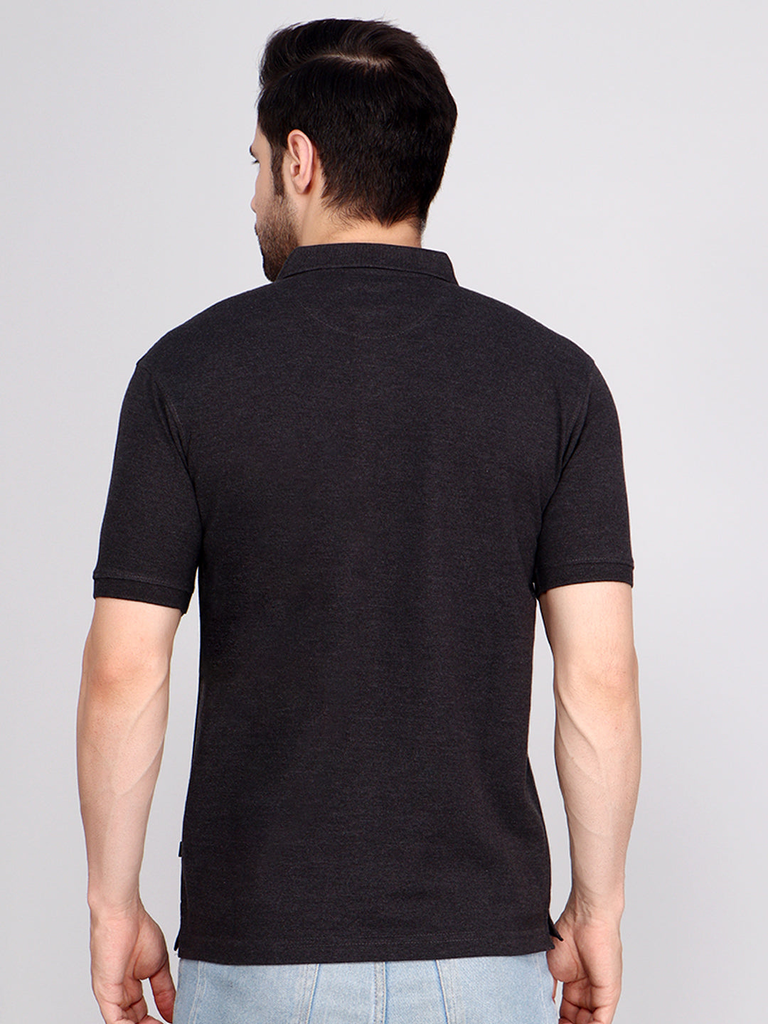 SOLID SELF LOGO PIQUE POLO