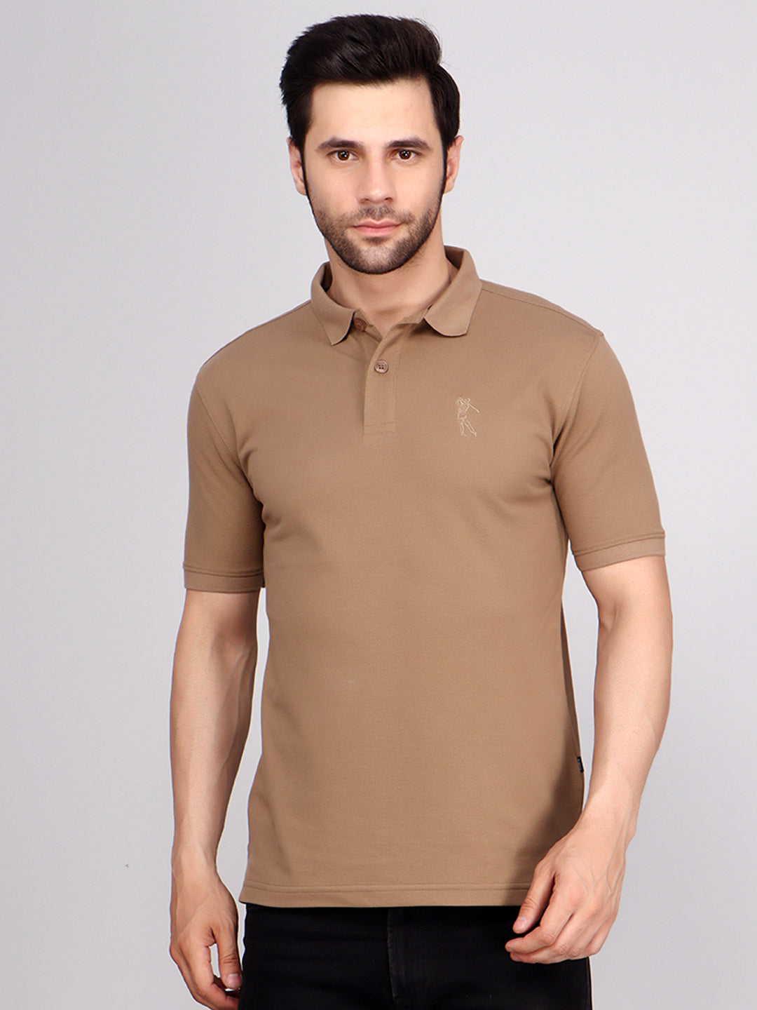 SOLID SELF LOGO PIQUE POLO
