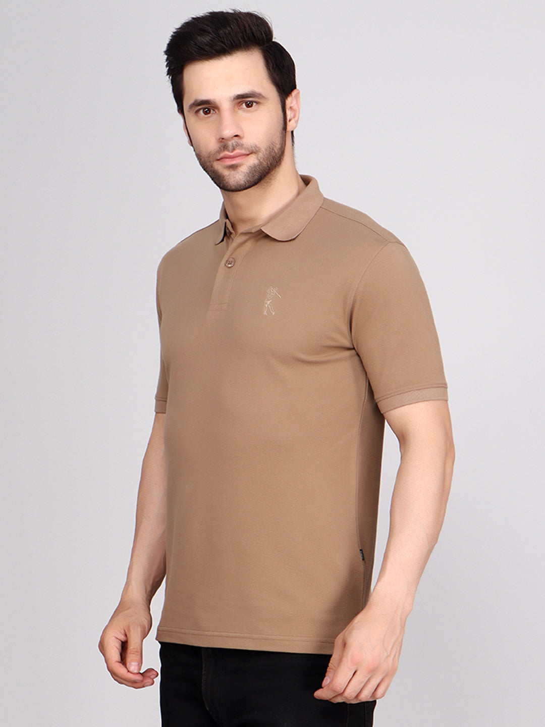 SOLID SELF LOGO PIQUE POLO