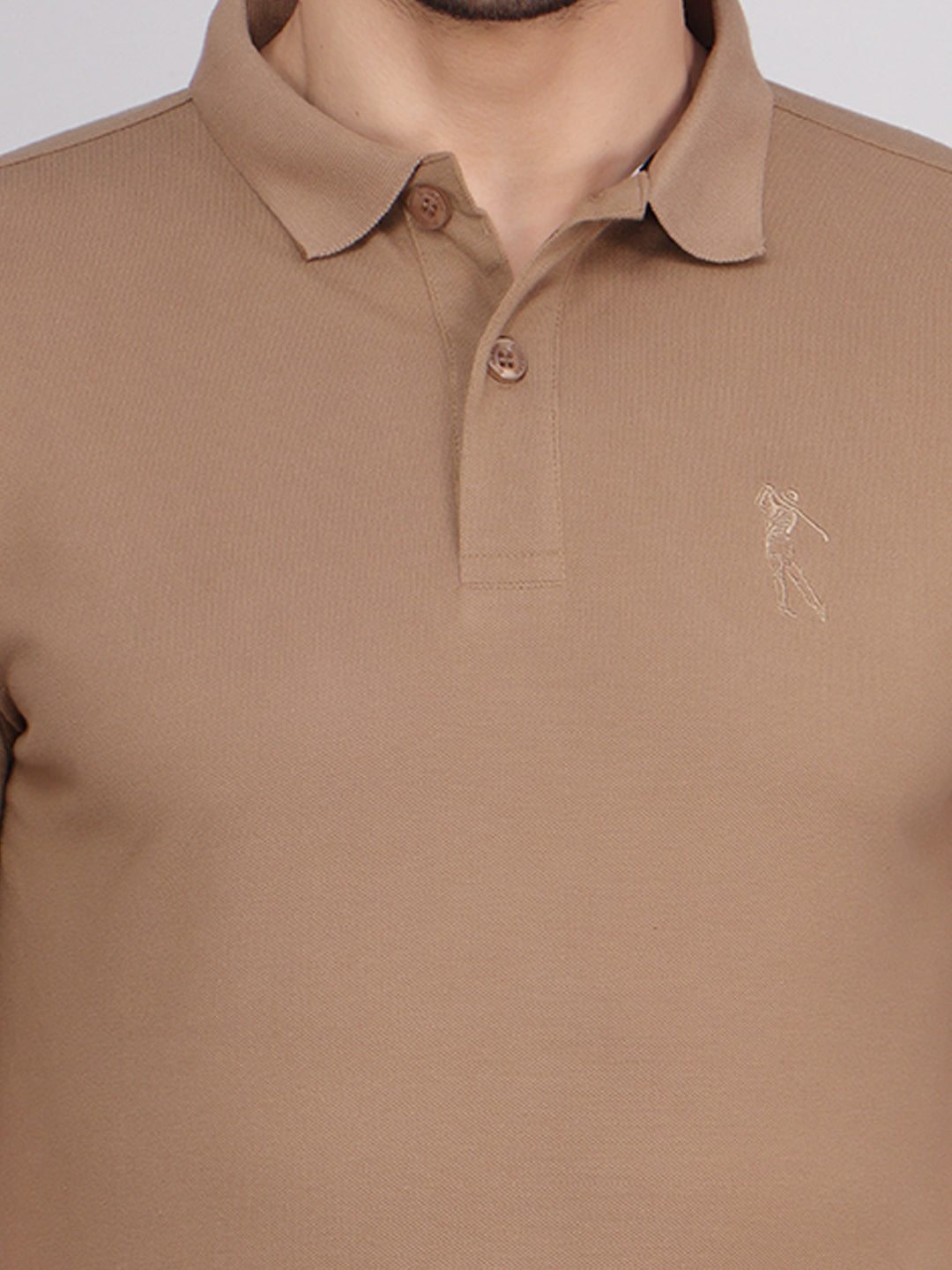 SOLID SELF LOGO PIQUE POLO