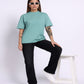 Oversized Cotton Lycra Tee Ocean Green