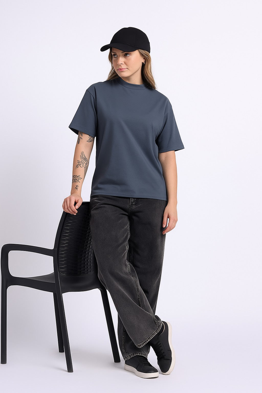 Oversized Cotton Lycra Tee Graphite