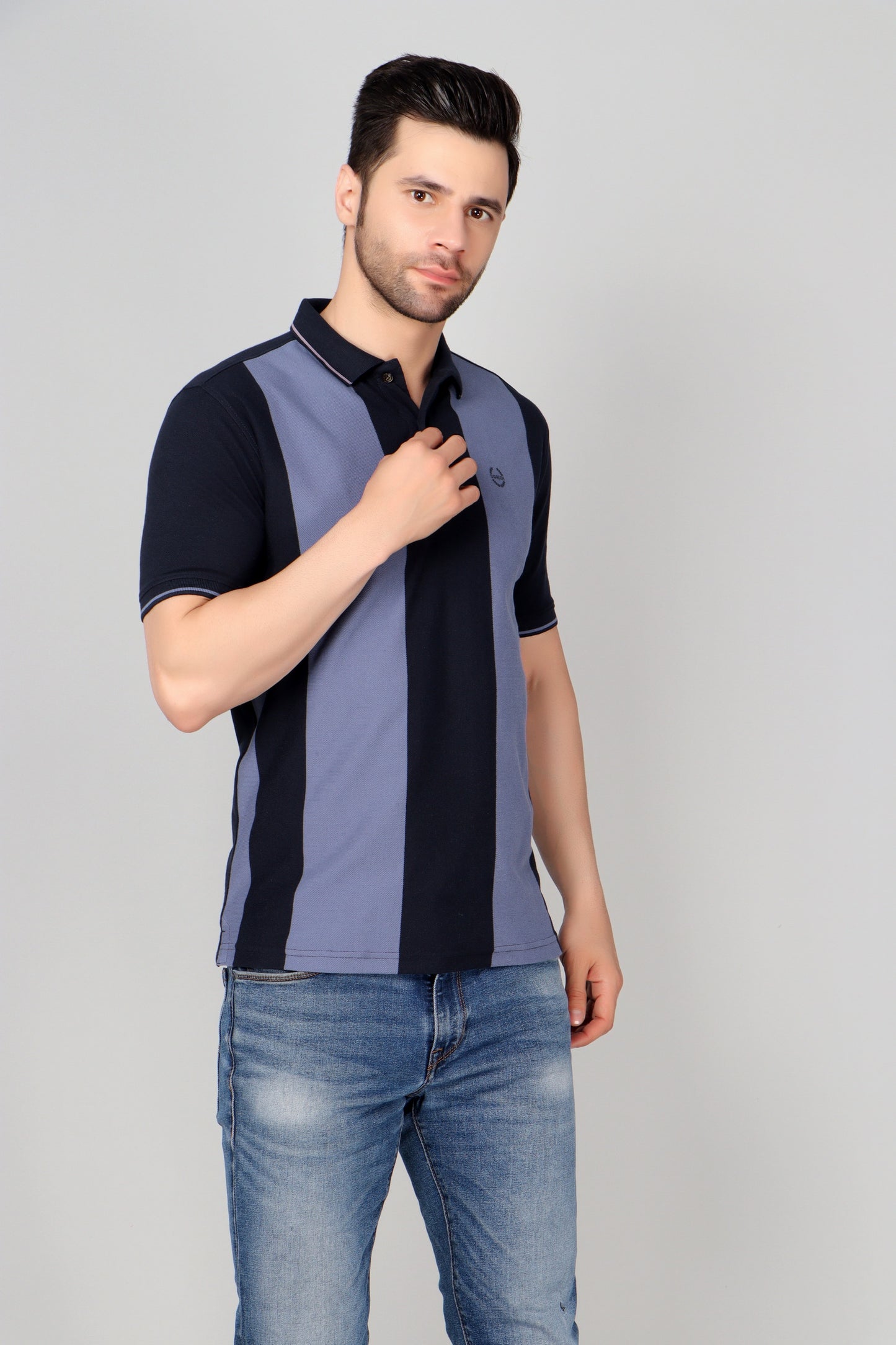 Vertical Stripe Pique Smart Fit Polo