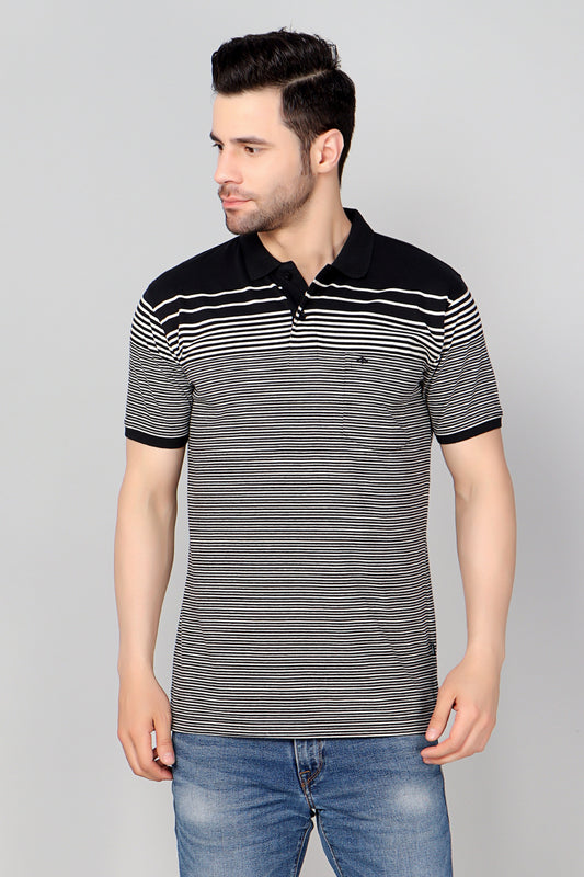 Single Jersey Stripe  Regular Fit Pocket Polo