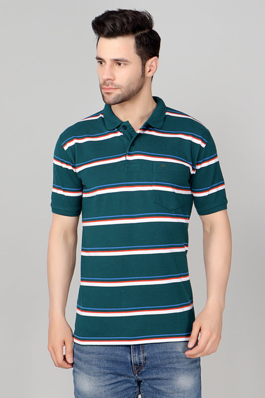 Pique Stripe Regular Fit Pocket Polo