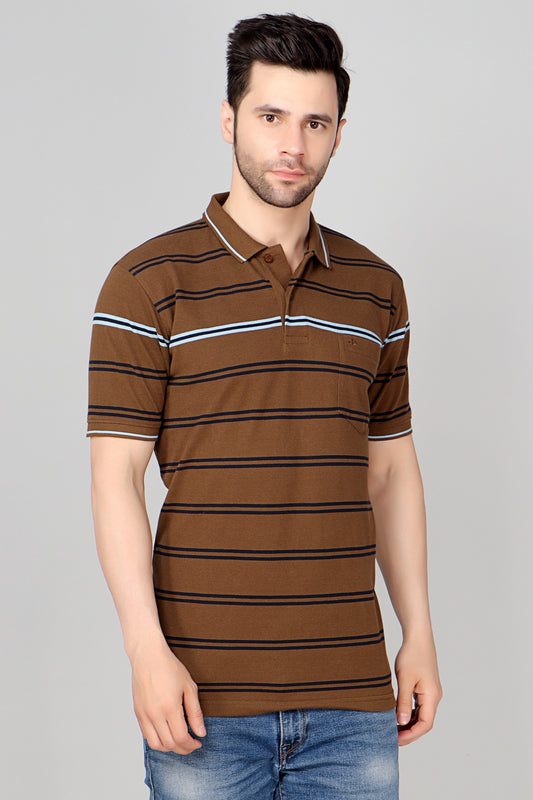 Pique Stripe Regular Fit Pocket Polo