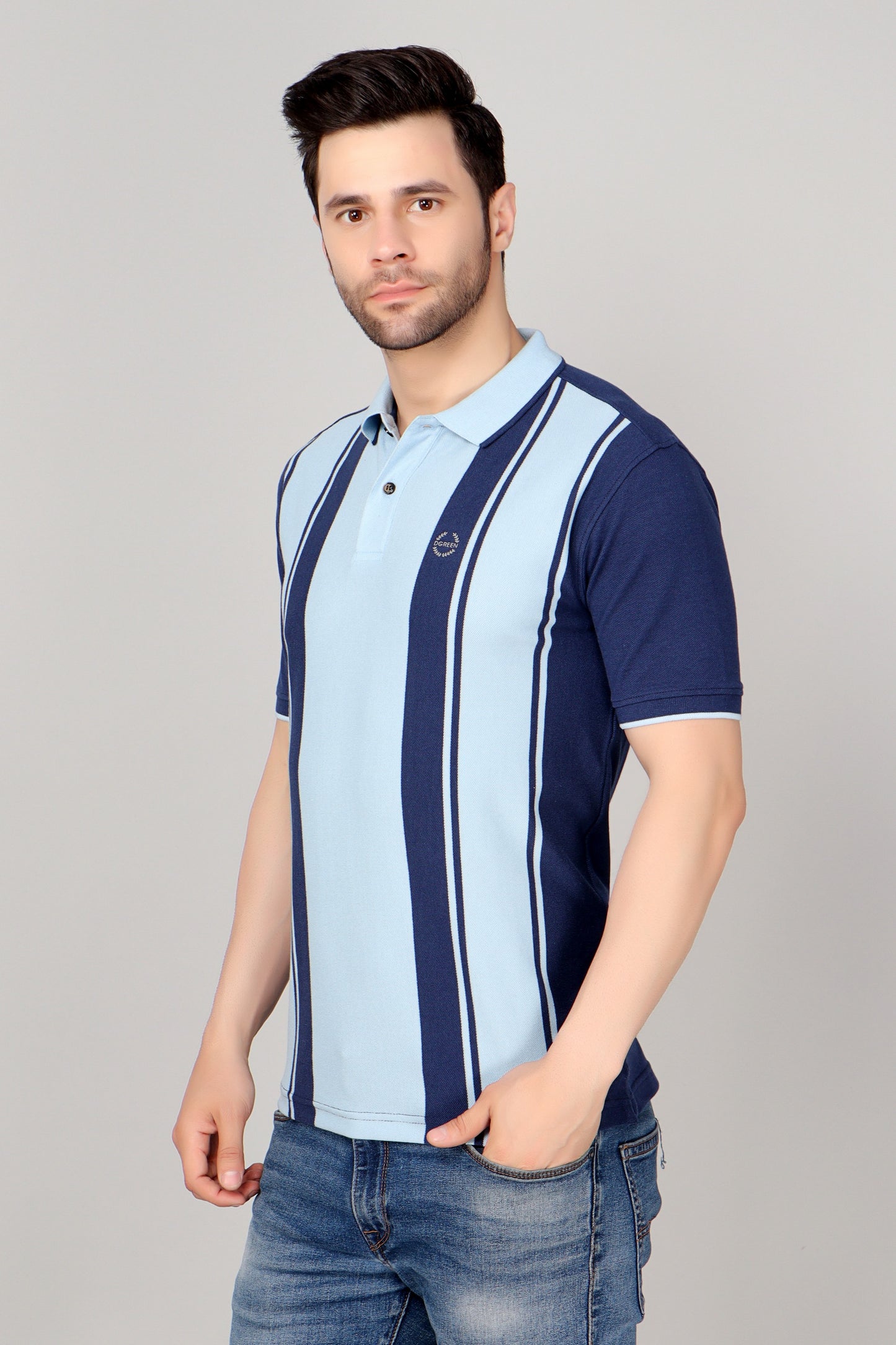 Vertical Stripe Pique Smart Fit Polo