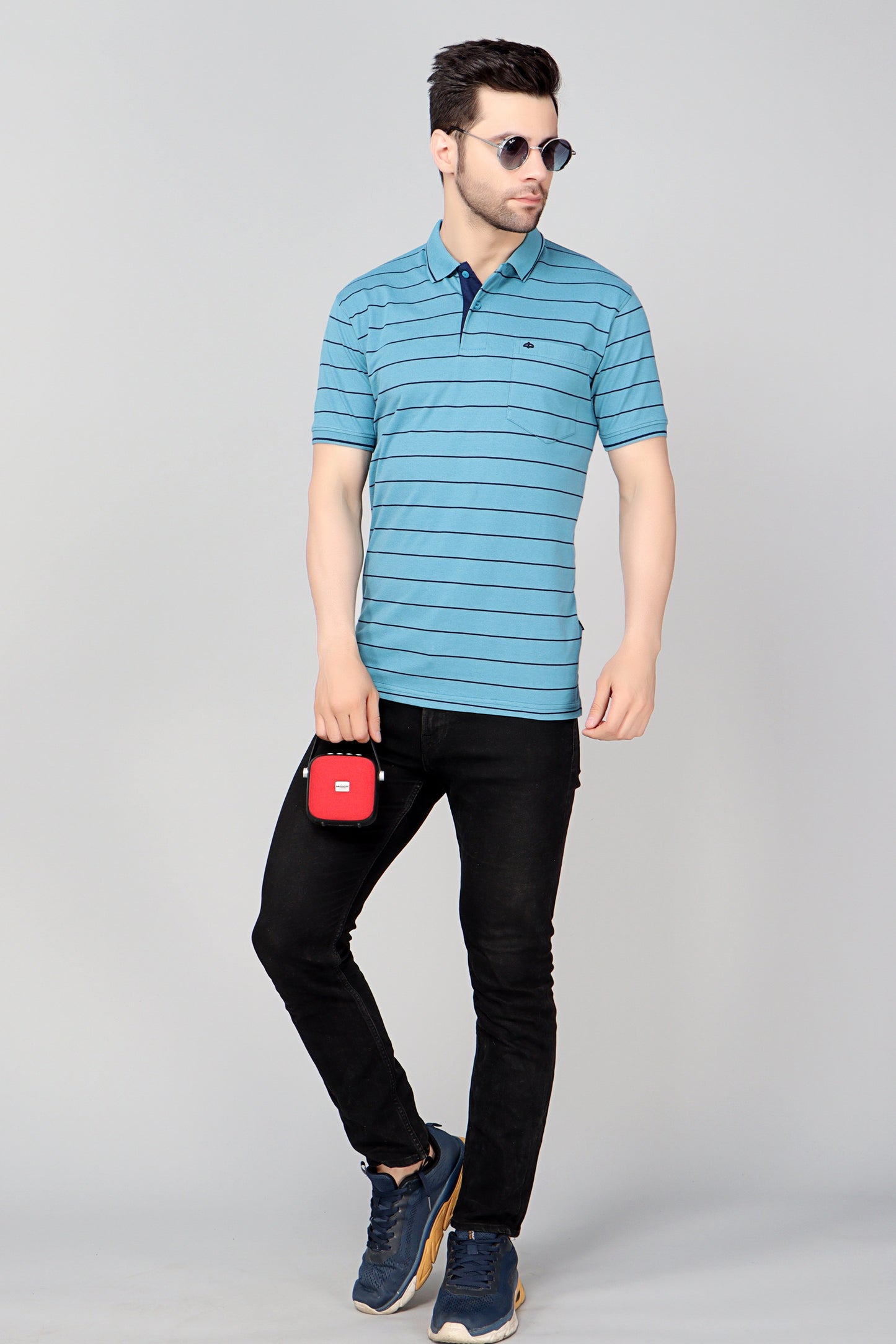 Pique Stripe Regular Fit Pocket Polo