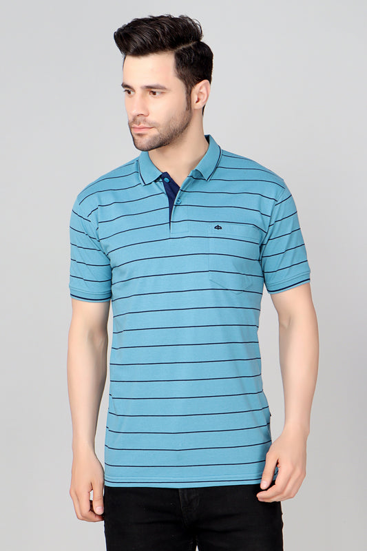 Single Jersey Stripe  Regular Fit Pocket Polo