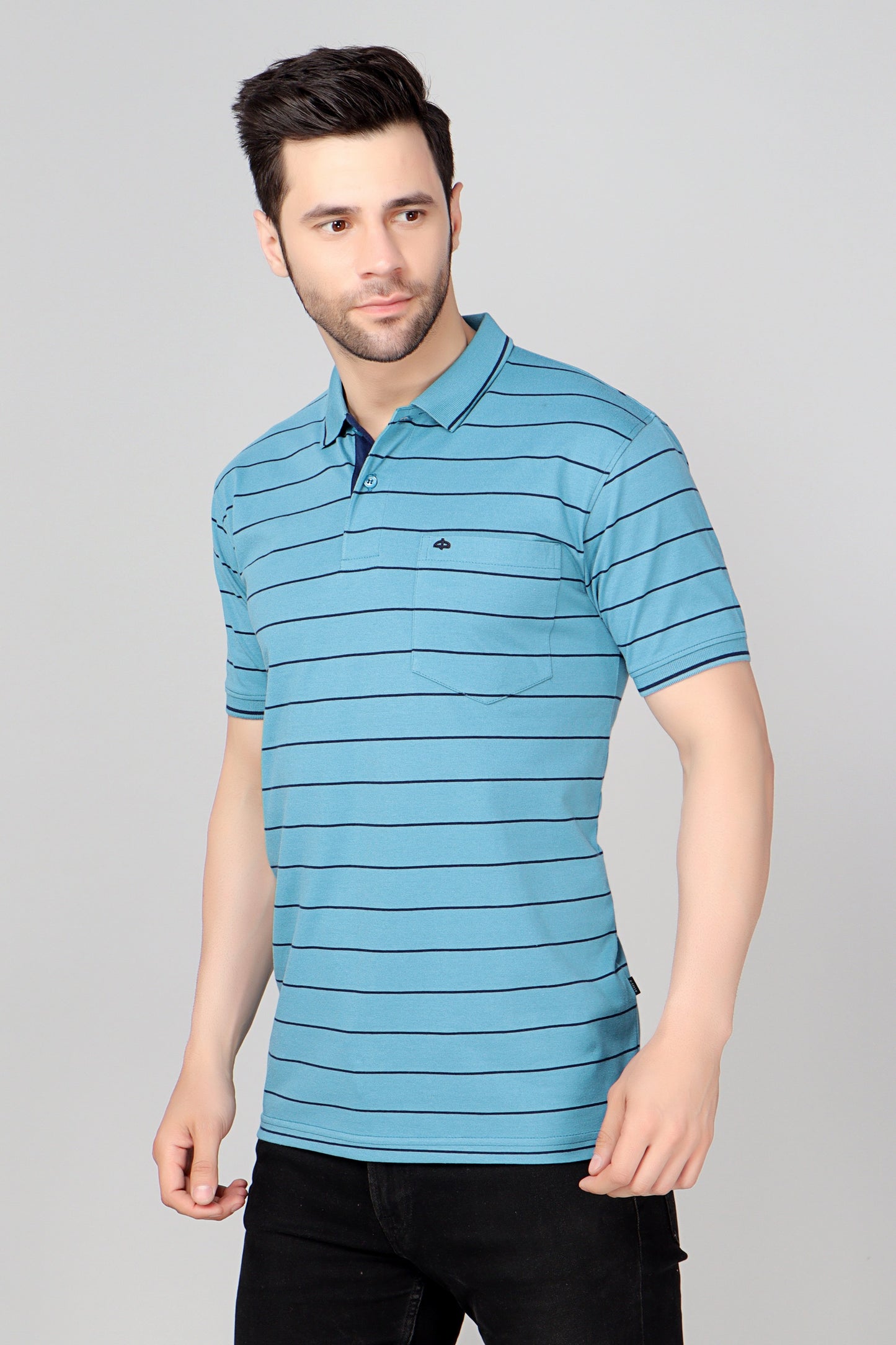 Pique Stripe Regular Fit Pocket Polo