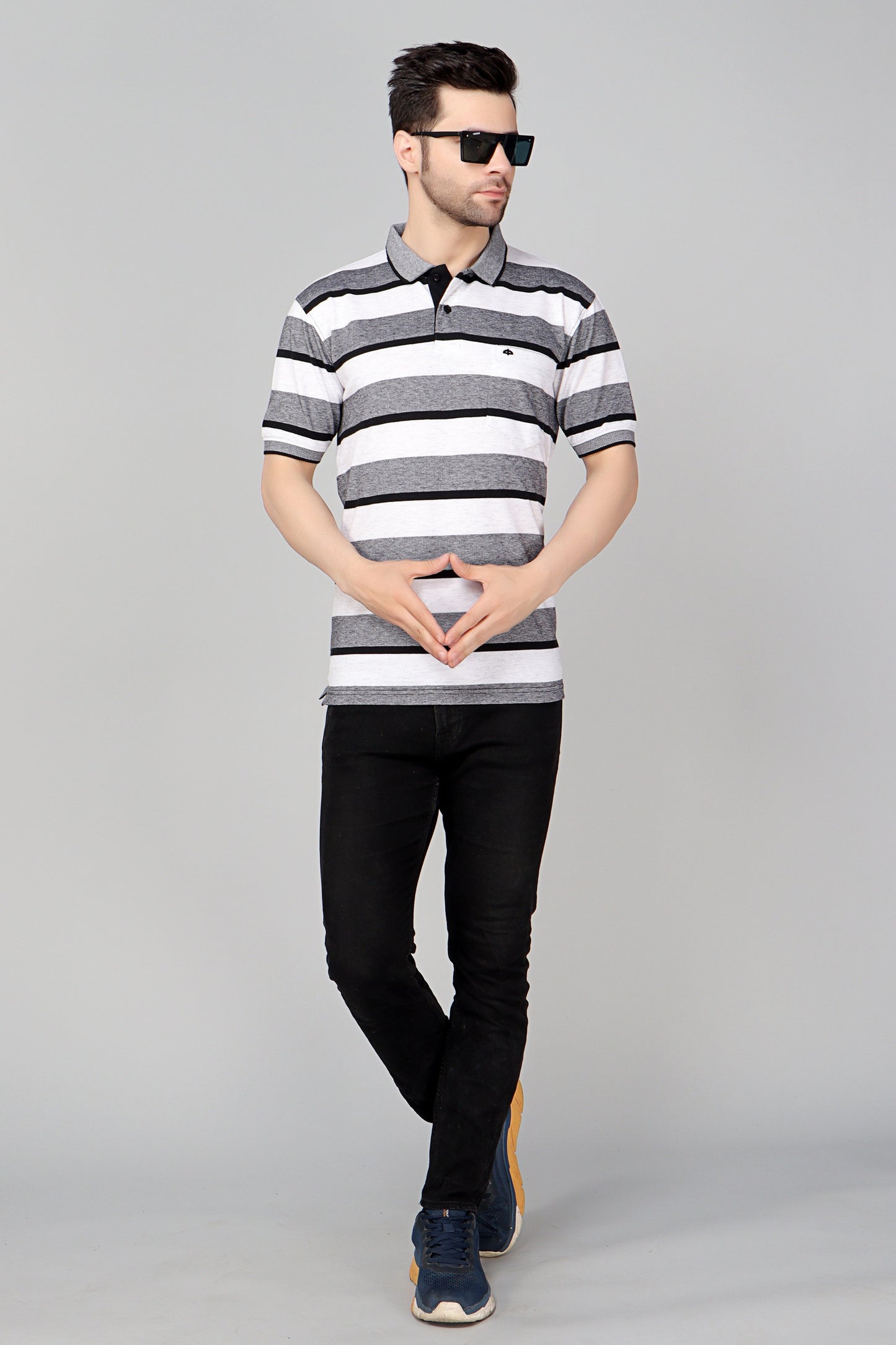 Pique Stripe Regular Fit Pocket Polo