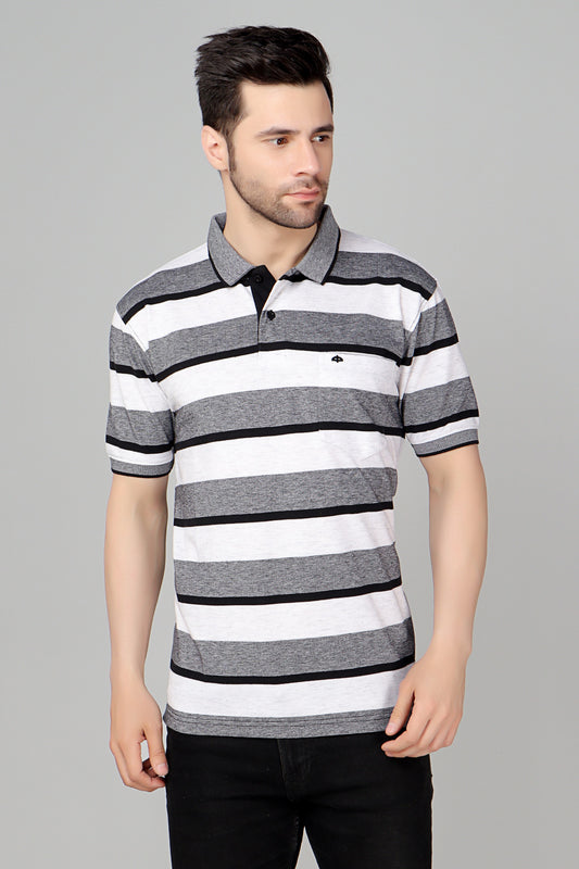 Pique Stripe Regular Fit Pocket Polo