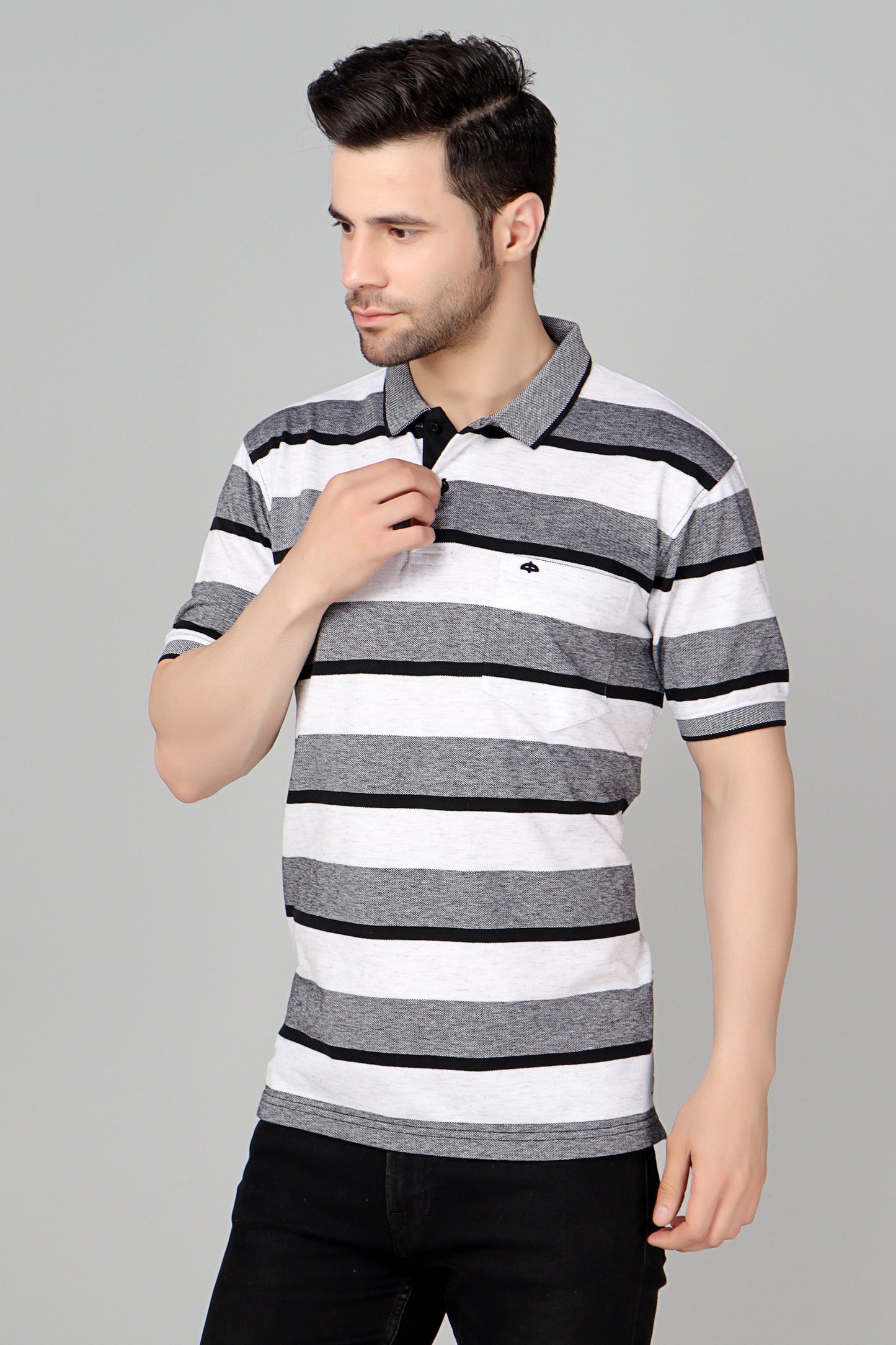 Pique Stripe Regular Fit Pocket Polo