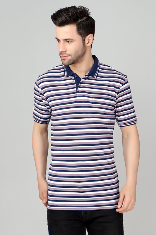 Pique Stripe Regular Fit Pocket Polo