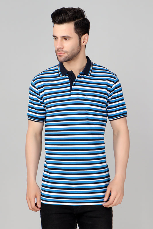 Pique Stripe Regular Fit Pocket Polo