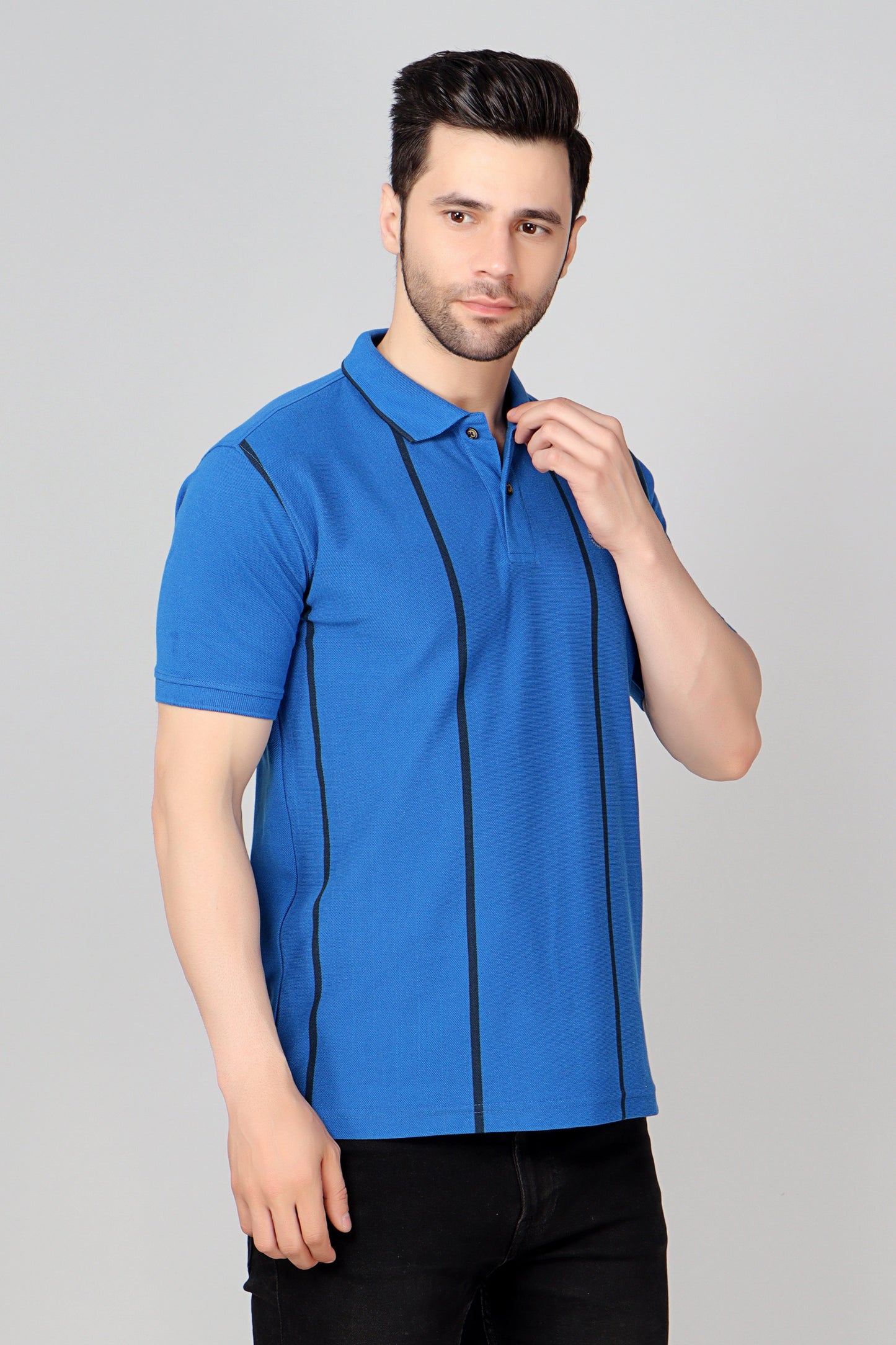 Vertical Stripe Pique Smart Fit Polo