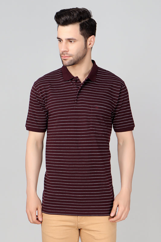 Pique Stripe Regular Fit Pocket Polo