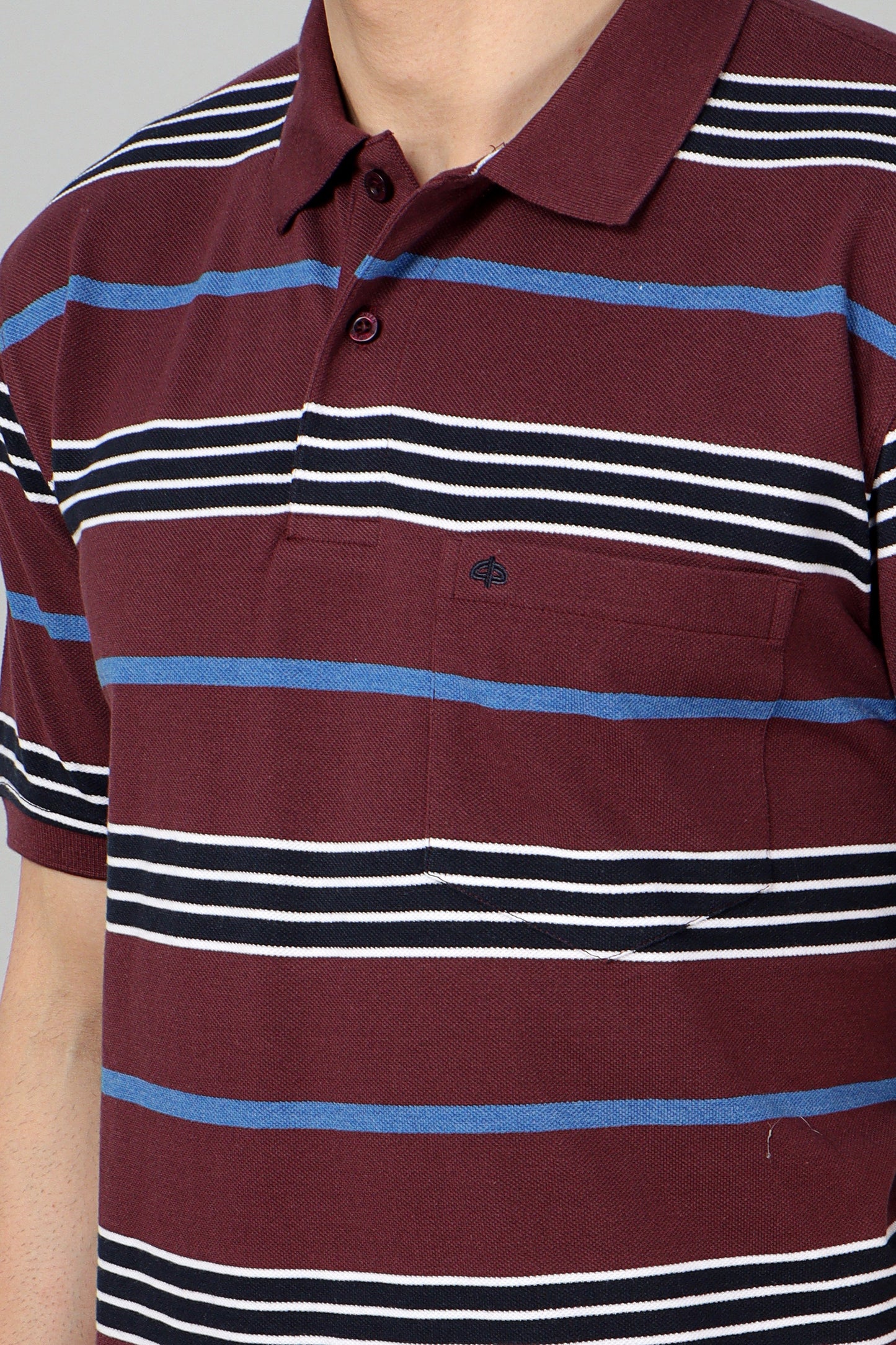 Pique Stripe Regular Fit Pocket Polo