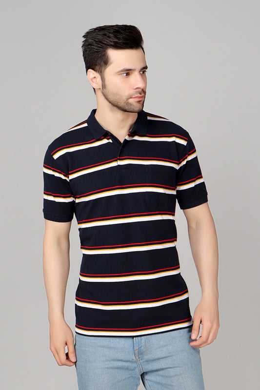 Pique Stripe Regular Fit Pocket Polo