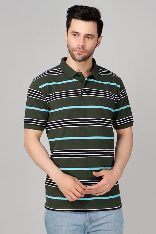 Pique Stripe Regular Fit Pocket Polo