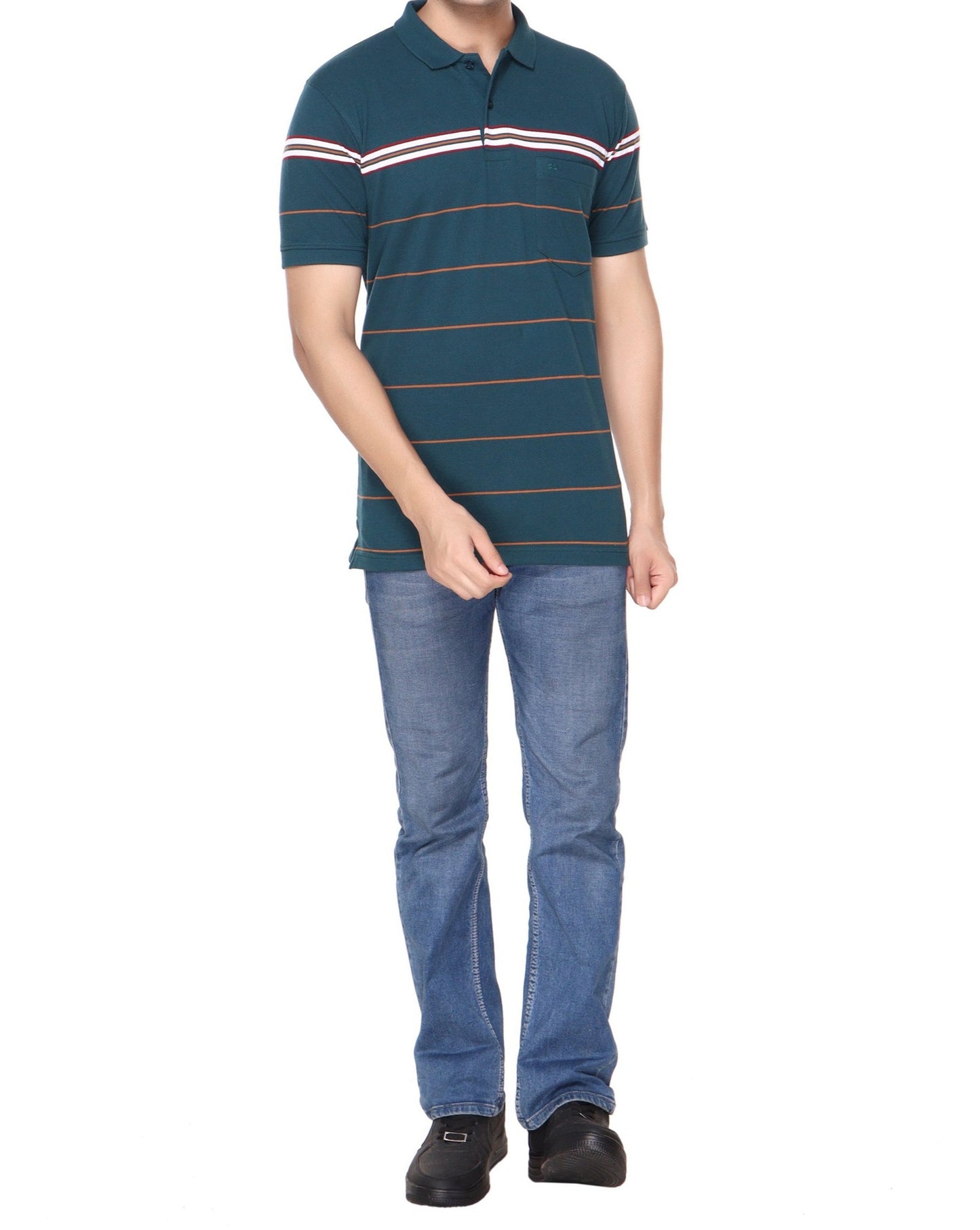 Pique Stripe Regular Fit Pocket Polo