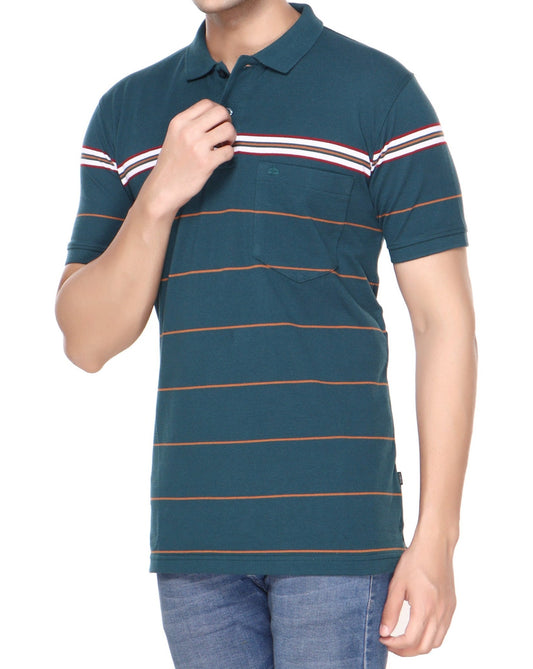 Pique Stripe Regular Fit Pocket Polo