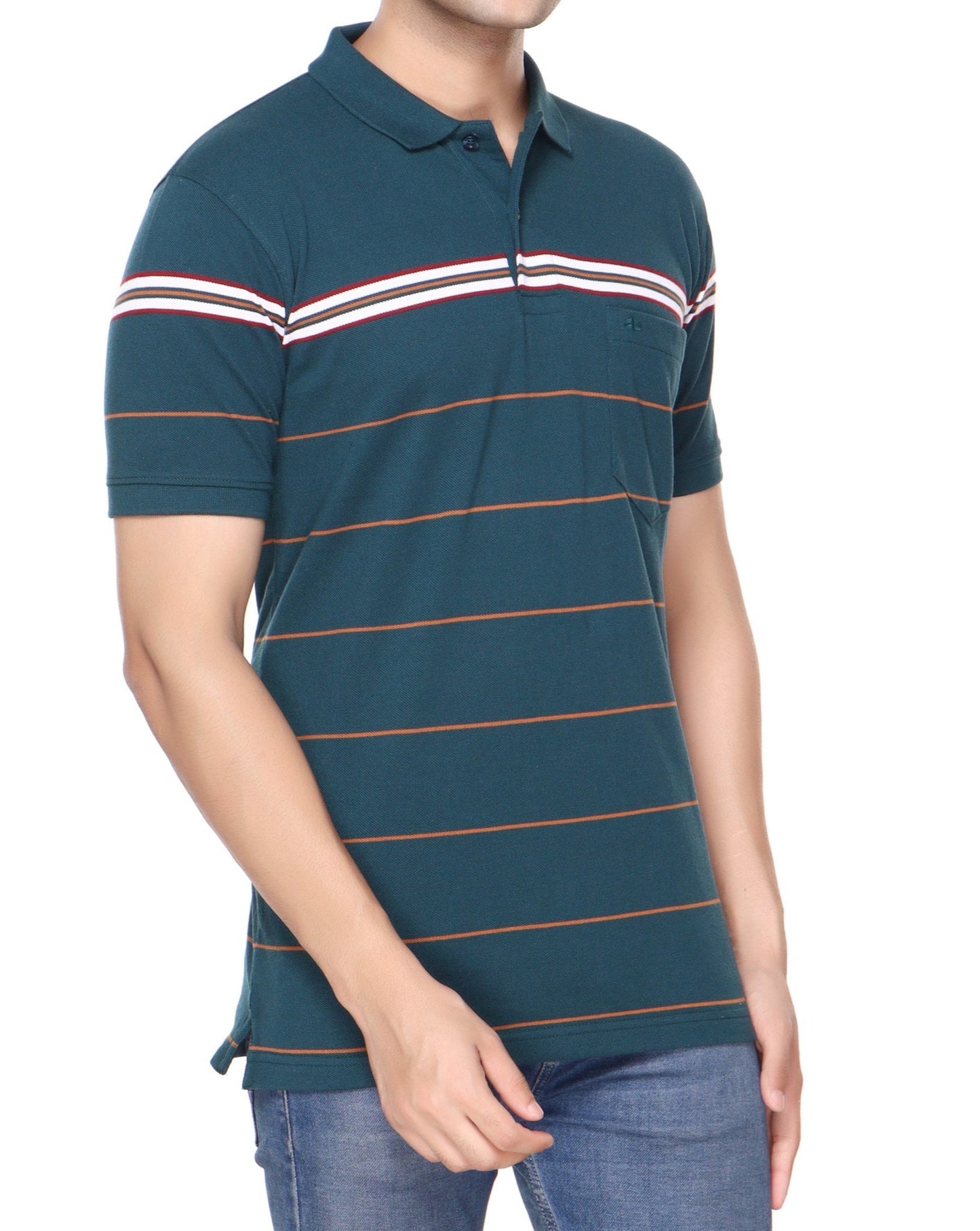 Pique Stripe Regular Fit Pocket Polo