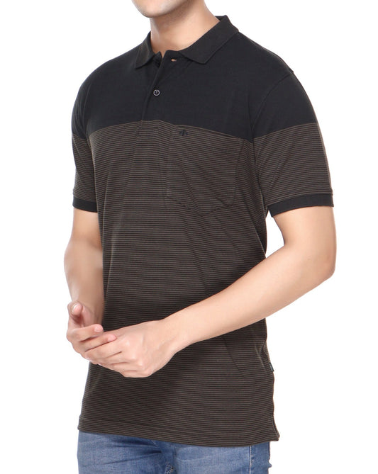 Pique Stripe Regular Fit Pocket Polo