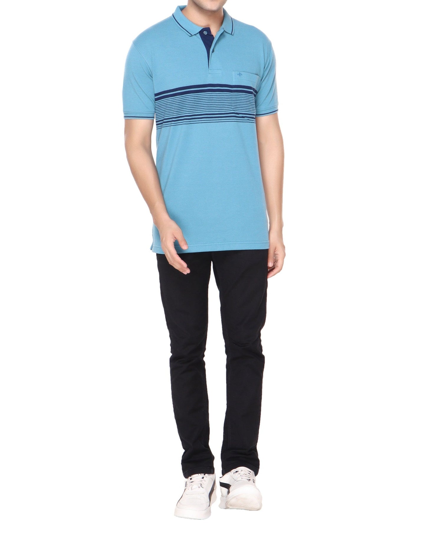 Pique Stripe Regular Fit Pocket Polo