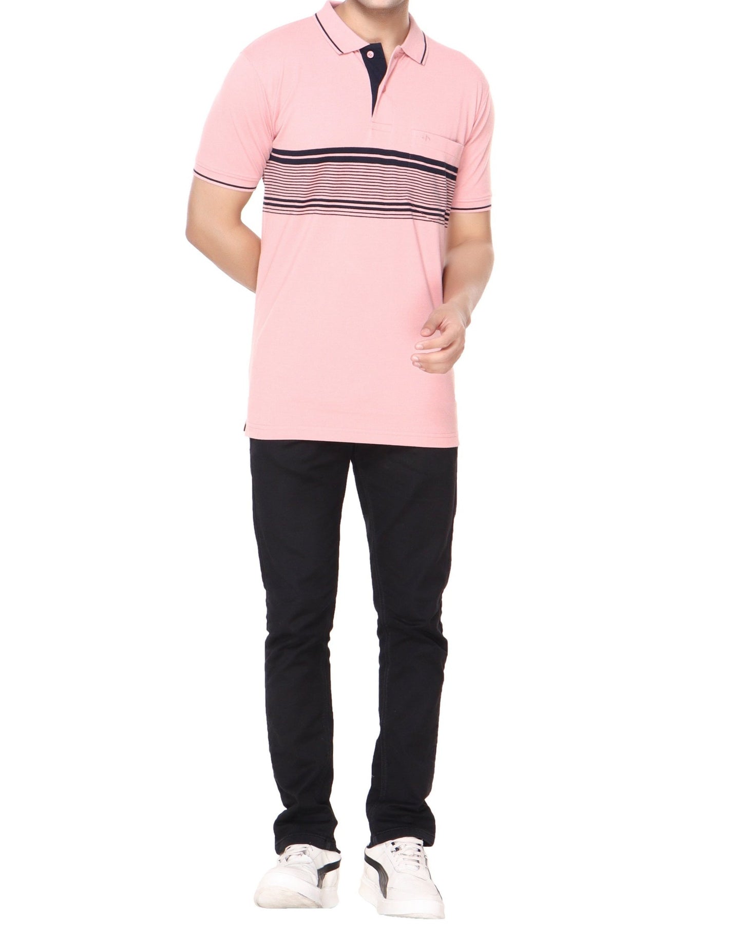 Pique Stripe Regular Fit Pocket Polo