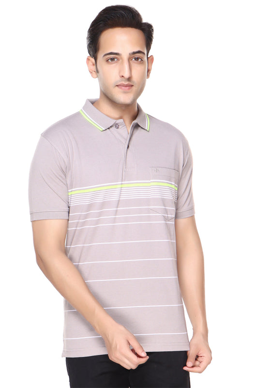 Single Jersey Stripe  Regular Fit Pocket Polo