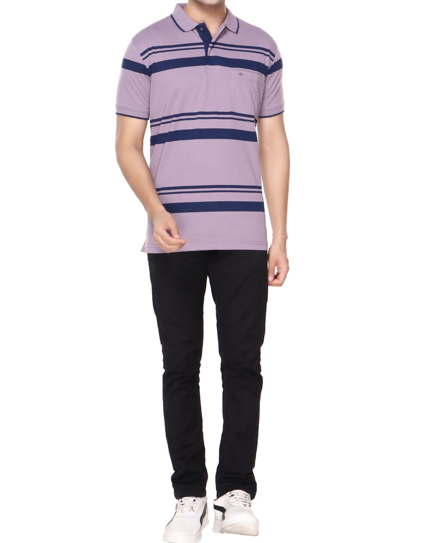 Single Jersey Stripe  Regular Fit Pocket Polo