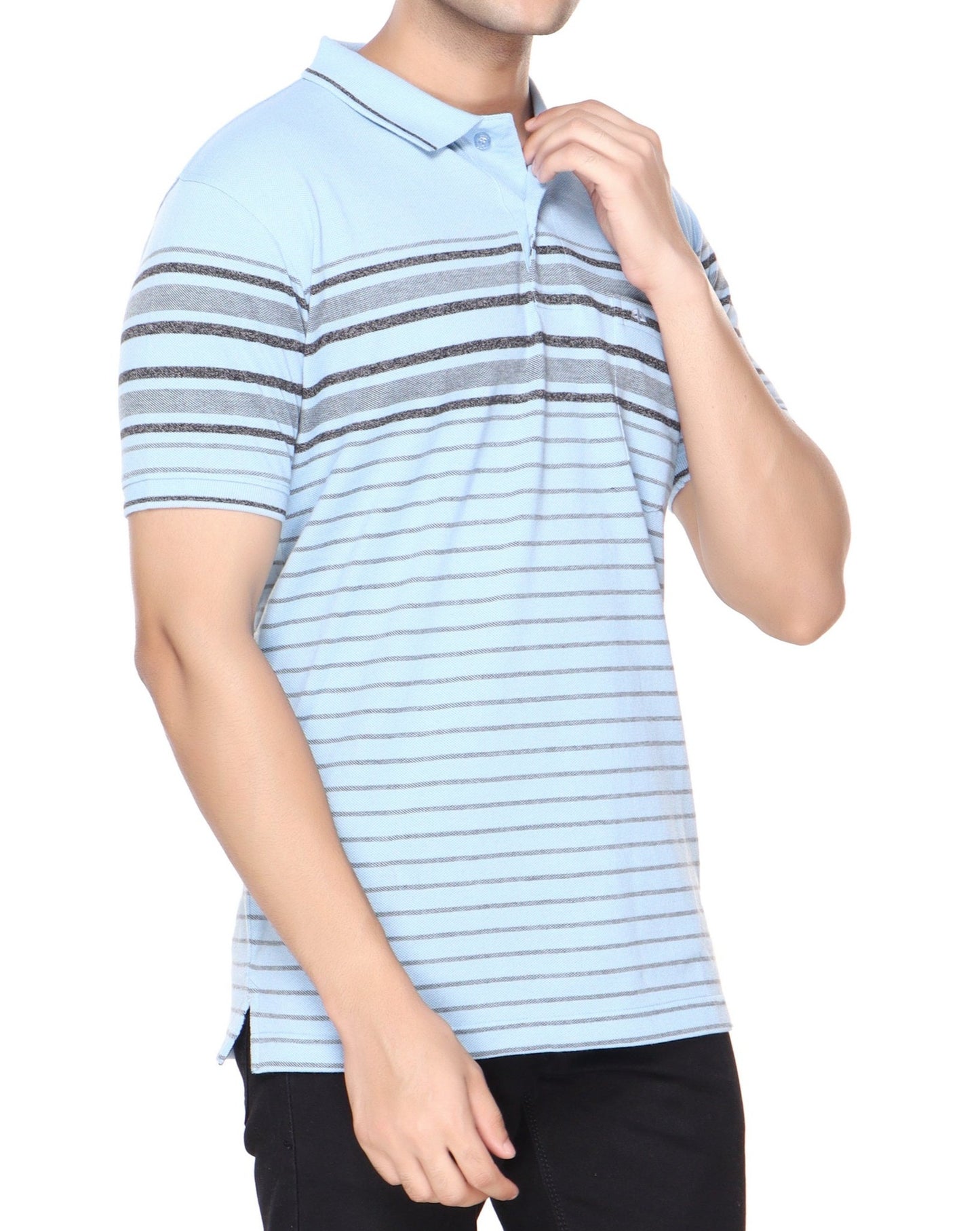 Pique Stripe Regular Fit Pocket Polo