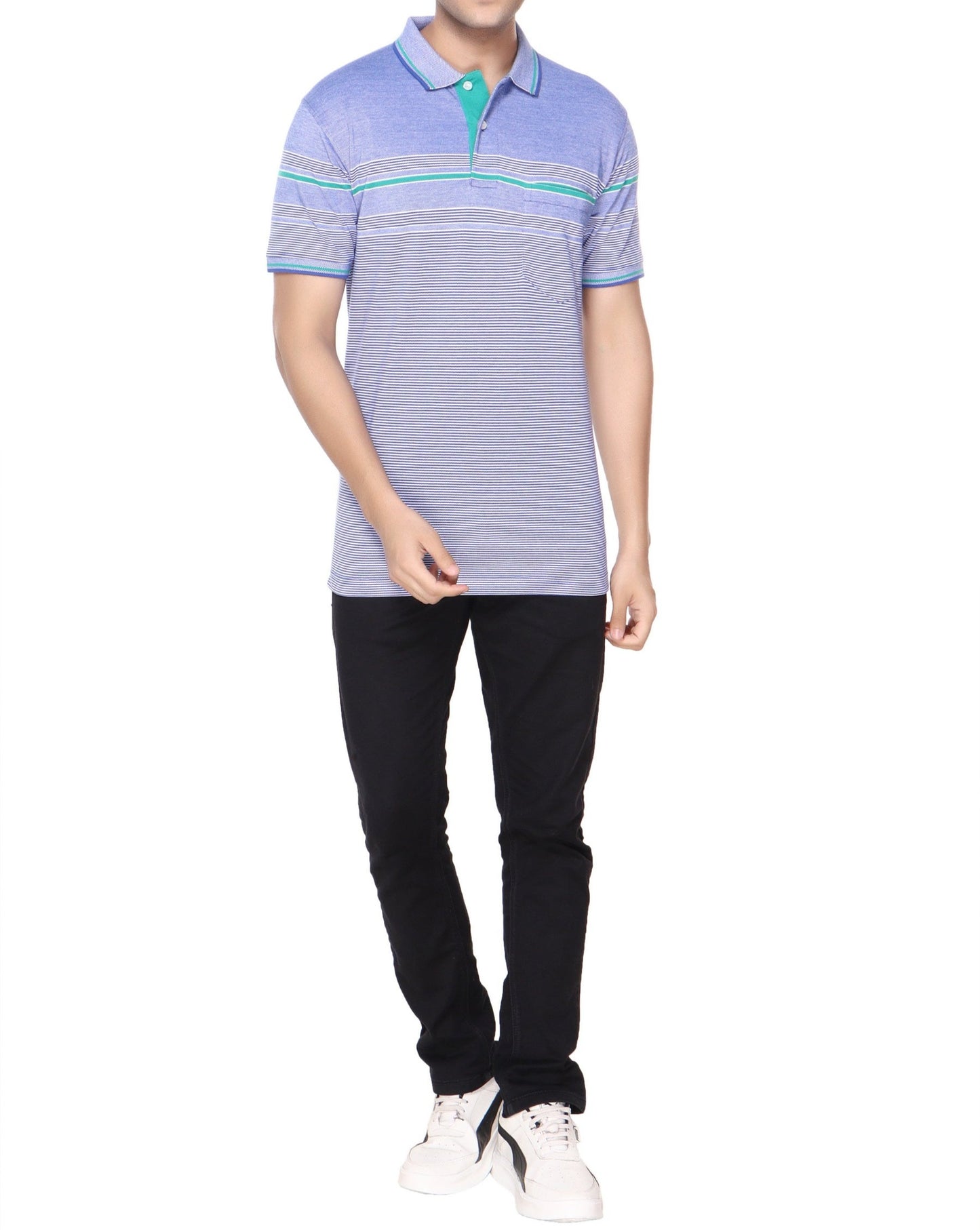 Pique Stripe Regular Fit Pocket Polo