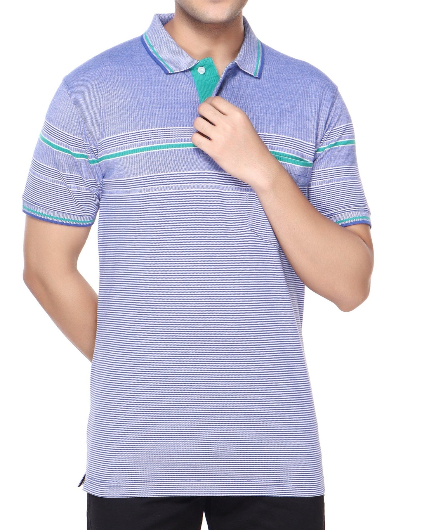 Pique Stripe Regular Fit Pocket Polo