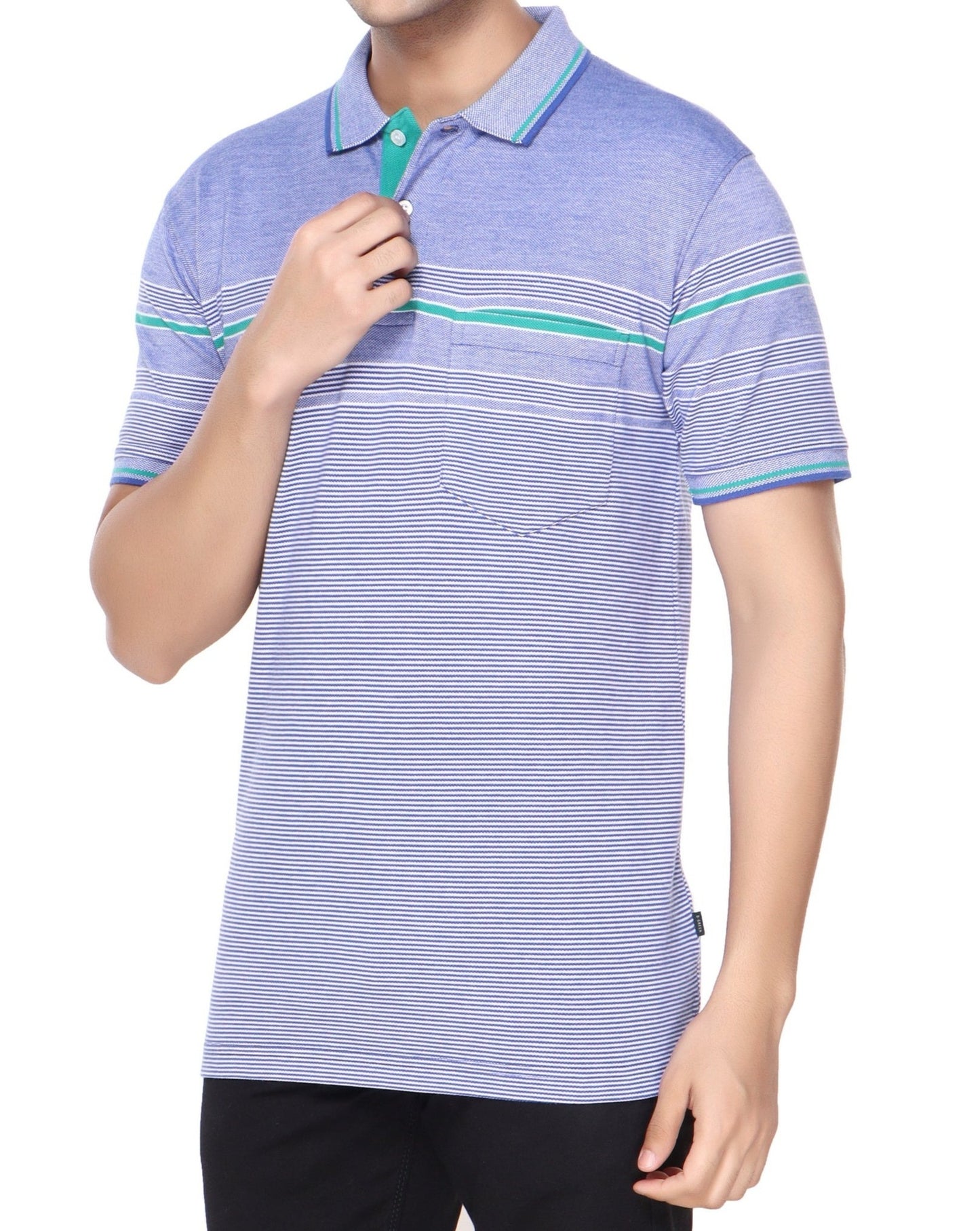 Pique Stripe Regular Fit Pocket Polo