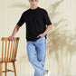 Oversized Cotton Lycra Tee Black