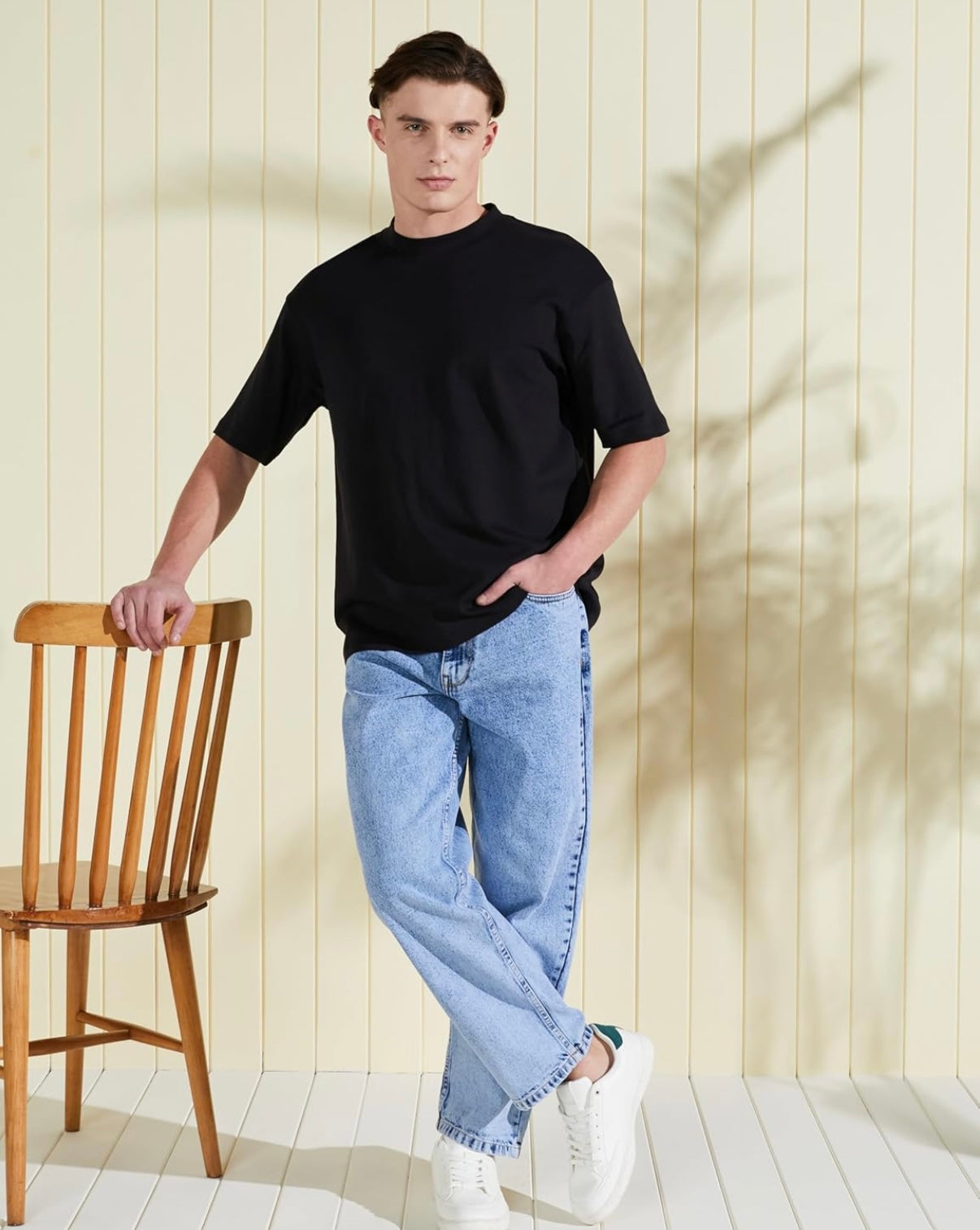 Oversized Cotton Lycra Tee Black