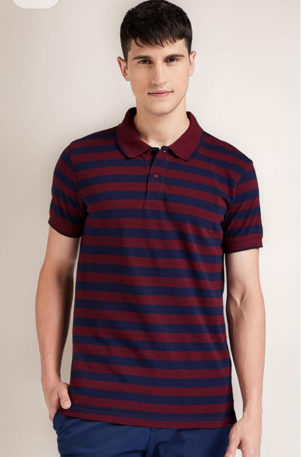Pique Stripe Regular Fit Pocket Polo