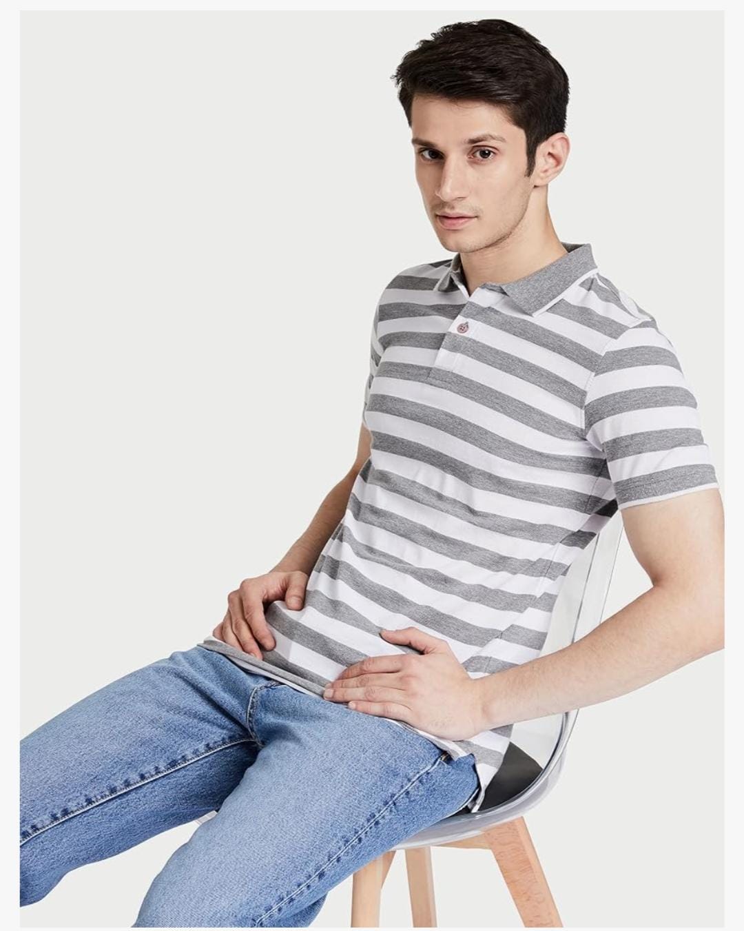 Pique Stripe Regular Fit Pocket Polo