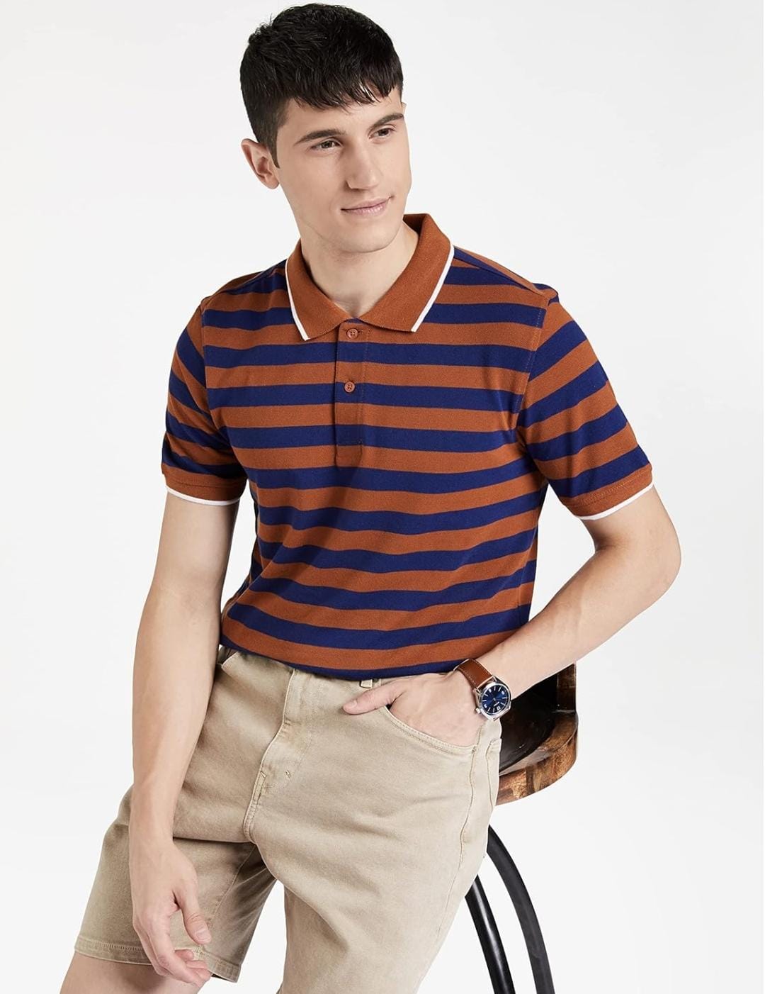Pique Stripe Regular Fit Pocket Polo