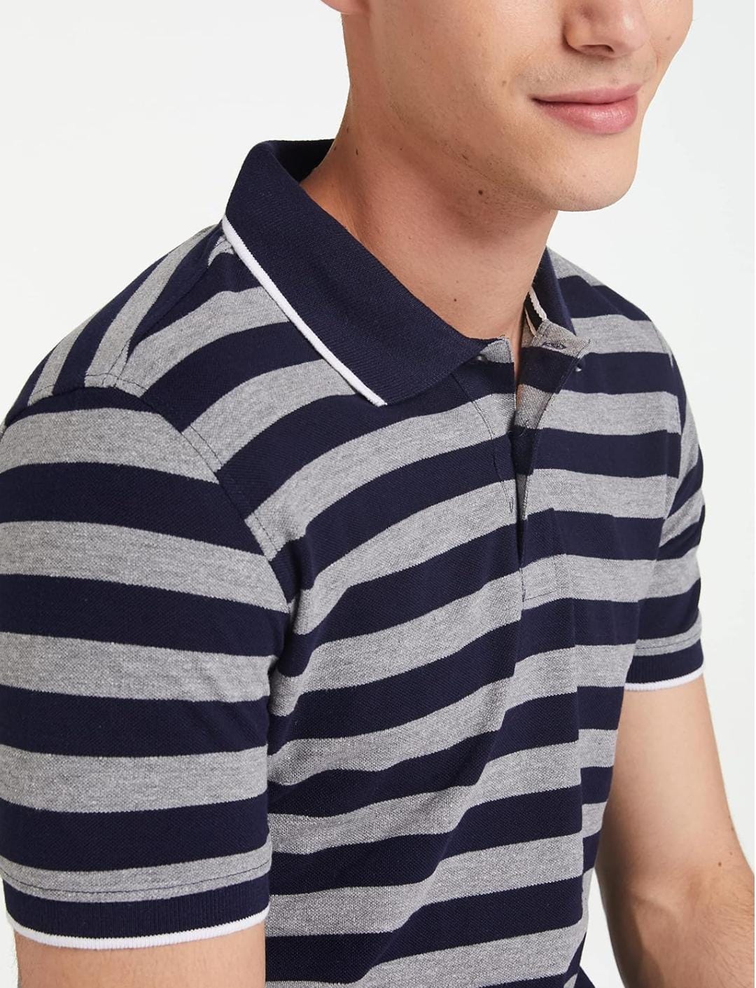 Pique Stripe Regular Fit Pocket Polo