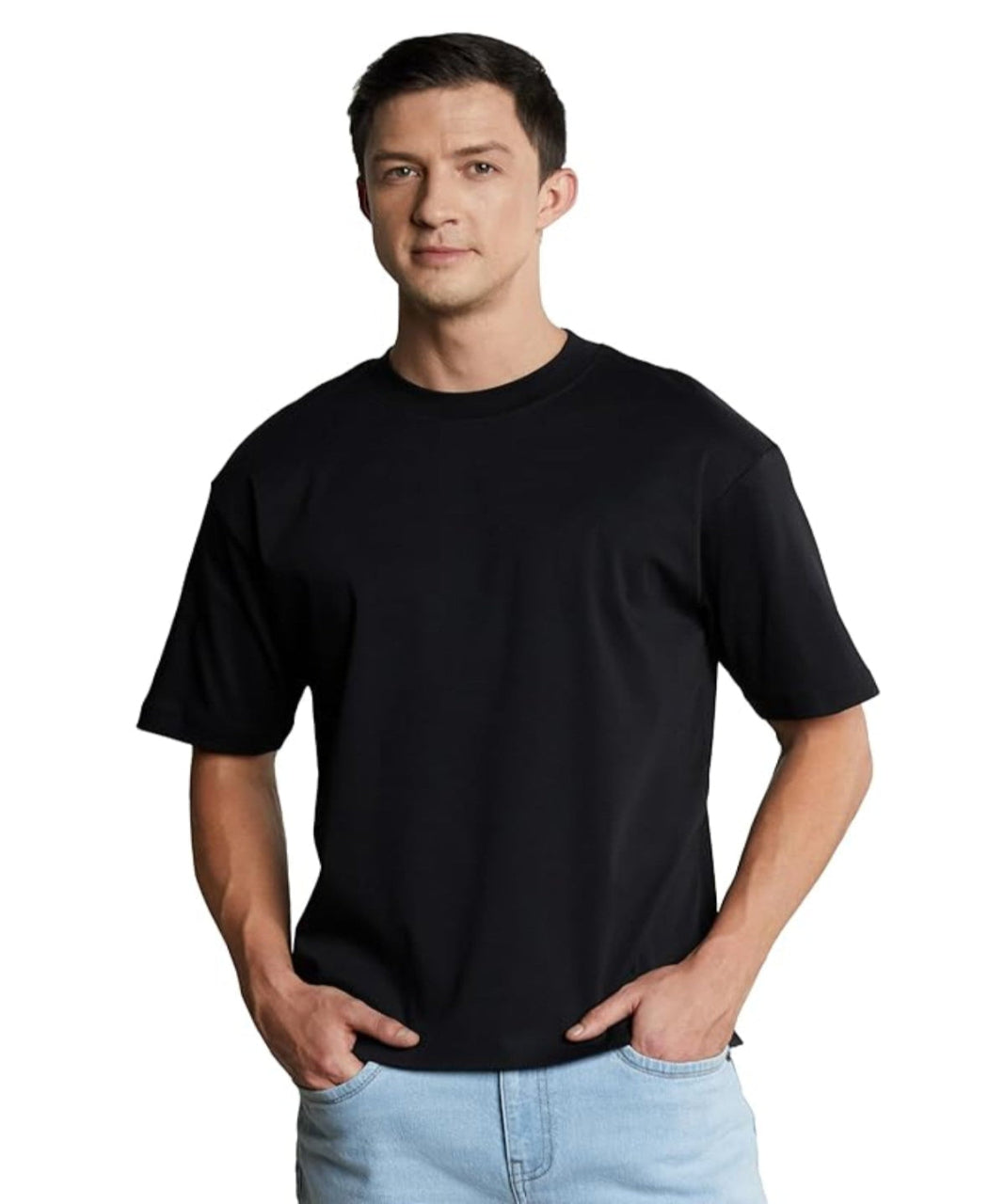 Oversized Cotton Lycra Tee Black