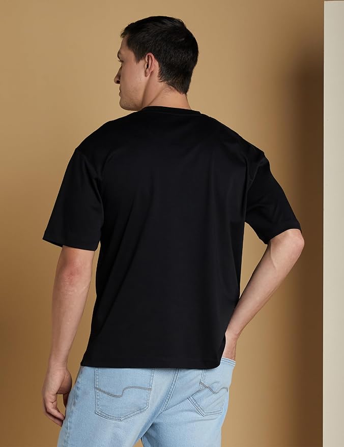 Oversized Cotton Lycra Tee Black