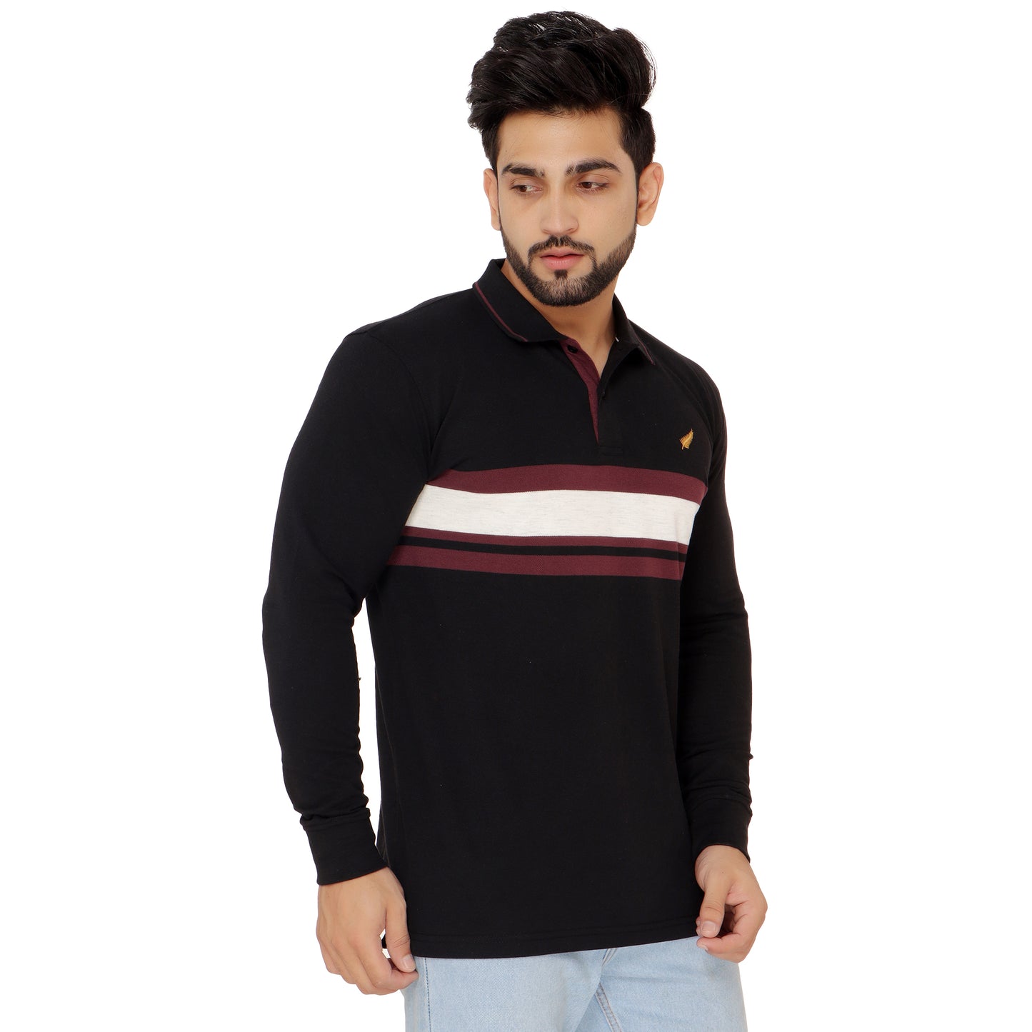 Long Sleeve Stripe Polo